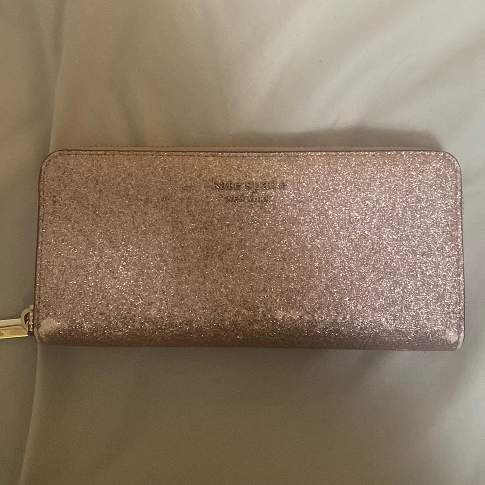 pink glitter kate spade wallet
